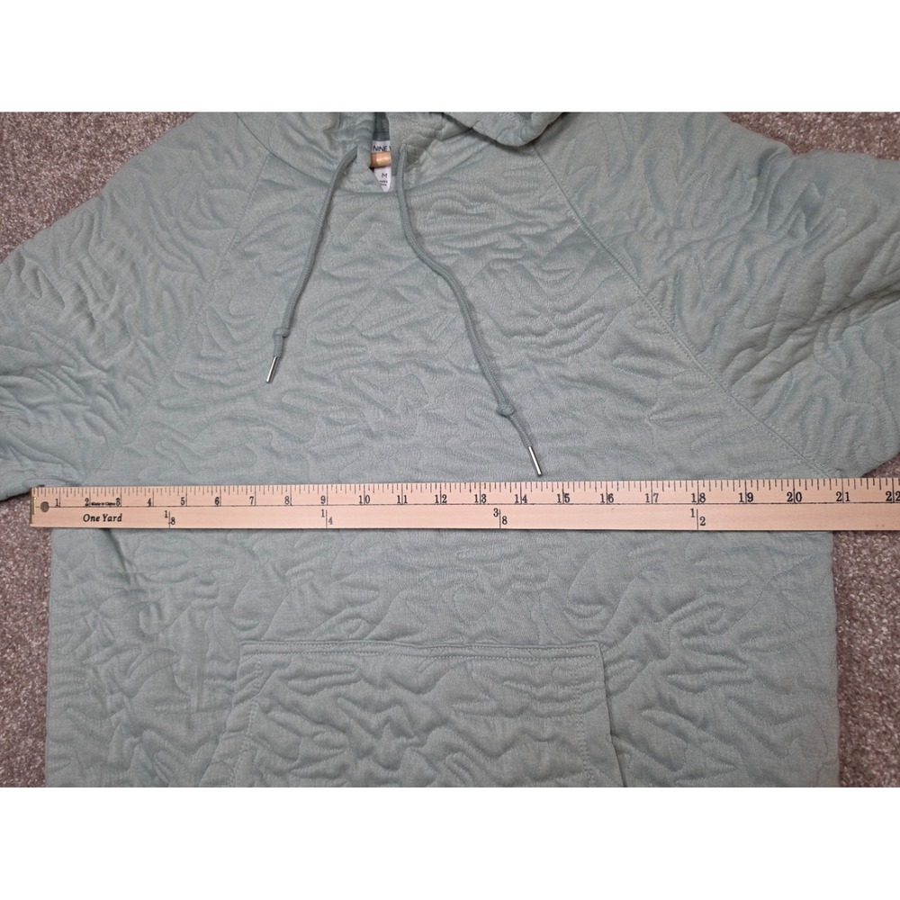 Nine West Sage Green Textured Quilted Pullover Hoodie Sweatshirt Womens Size M - Picture 6 of 10